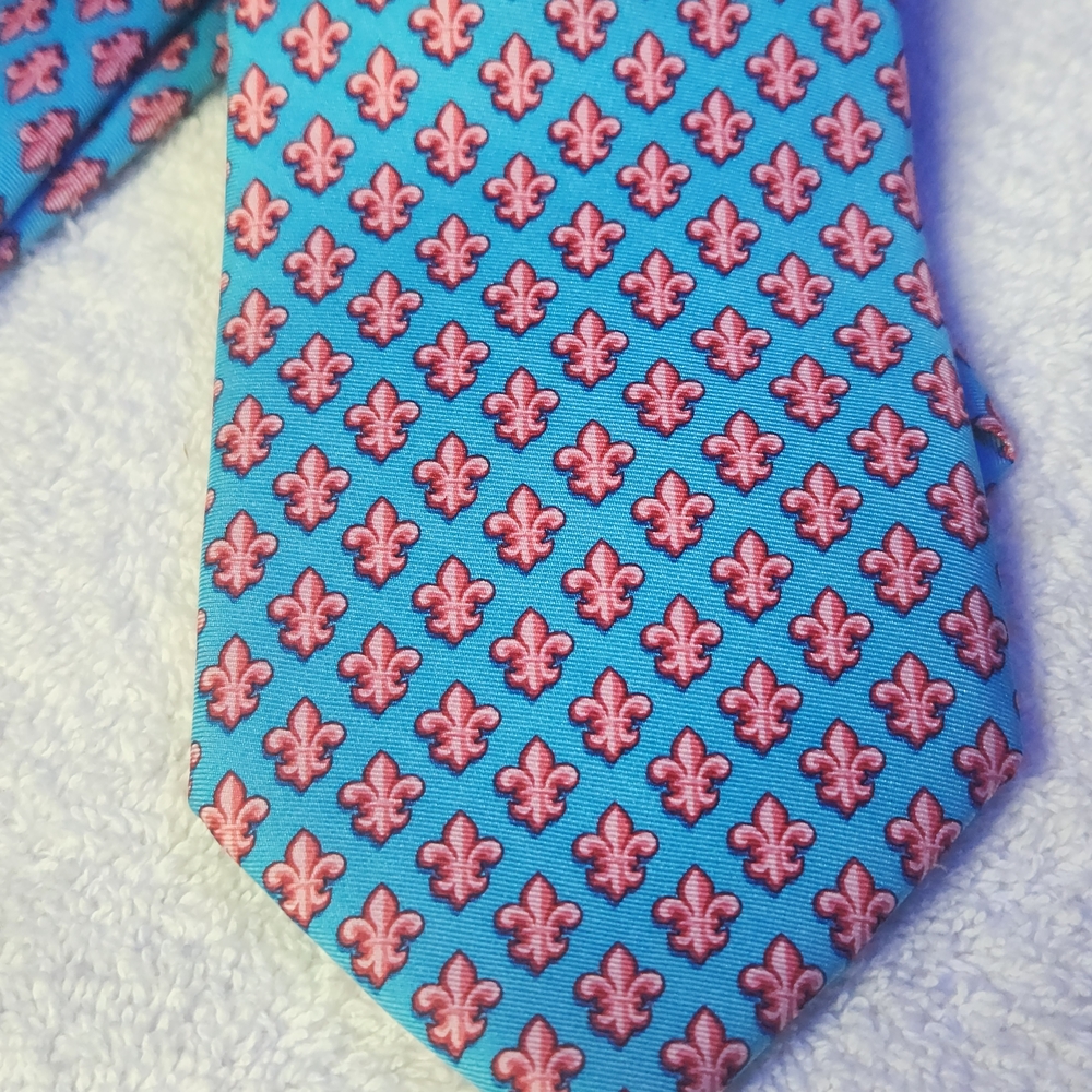Blue and Pink Patterned Men's Tie